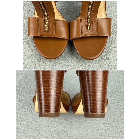 Michael Kors Sandals Women 10 Shoes Brown Berkley Platform Open Toe Heels Zipper - Picture 10 of 12